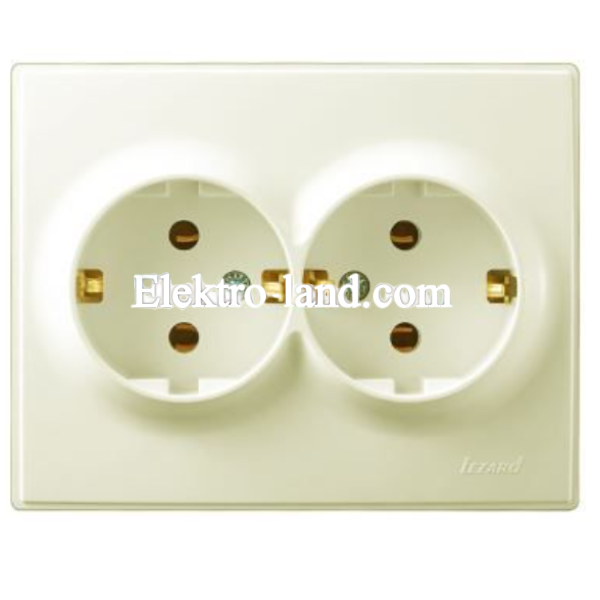 Розетка двойная с заземлением Lezard Lesya, крем (705-0303-127)
